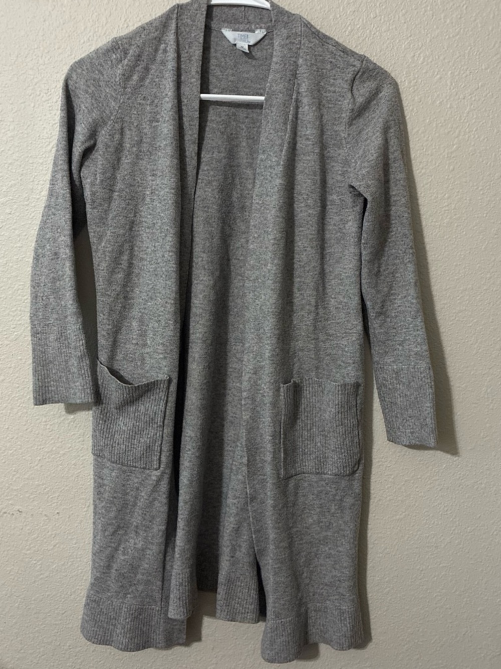Time & Tru Grey Open-Front Long Cardigan Sweater